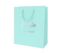 COOKIES AND KOALAS Personalised Wedding Gift Bag Light Blue Small - Luxury Custom Foil Party Favour Bags - Add Name & Role for Bridesmaid, Groomsman, Page Boy, Flower Girl & Guest Welcome Packs