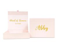 COOKIES AND KOALAS Personalised Wedding Gift Box - Bridesmaid, Maid of Honour, Groomsman, Best Man, Mother of the Bride, Flower Girl, Page Boy - Medium 17×22×5 cm Pink-Gold or Silver Foil Text Printed