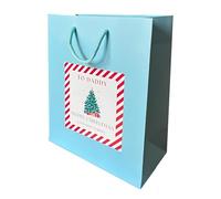 COOKIES AND KOALAS Personalised Xmas Gift Bag with Sticker - Luxury Light Blue Paper - Small 20×24×10 cm - Custom Printed Label to Apply at Home - Festive Present Bag with Personalised Name & Message
