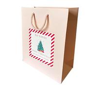 COOKIES AND KOALAS Personalised Xmas Gift Bag with Sticker - Luxury Pink Paper Bag - Small 20×24×10 cm - Custom Printed Label to Apply at Home - Festive Present Bag with Personalised Name & Message