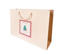 COOKIES AND KOALAS Personalised Xmas Gift Bag with Sticker - Luxury Pink Paper - Medium Wide 35×24×10 cm - Custom Printed Label to Apply at Home - Festive Present Bag with Personalised Name & Message