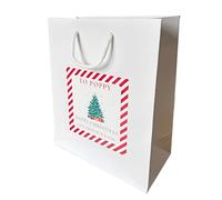 COOKIES AND KOALAS Personalised Xmas Gift Bag with Sticker - Luxury White Paper Bag - Small 20×24×10 cm - Custom Printed Label to Apply at Home - Festive Present Bag with Personalised Name & Message