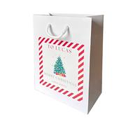 COOKIES AND KOALAS Personalised Xmas Gift Bag with Sticker - Luxury White Paper - Extra Small 15×19×8 cm - Custom Printed Label to Apply at Home - Festive Present Bag with Personalised Name & Message