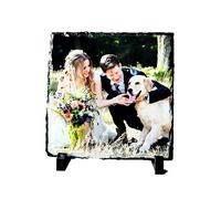 COOKIES AND KOALAS Photo Slate - 20x20 cm Square Rock Photo Slate with Your Photo - Handmade Memory Photo Gift - Personalised Photo Slate for Wedding, Birthday, Anniversary, Christmas or Mother’s Day