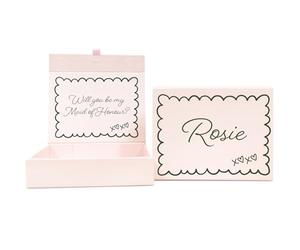 COOKIES AND KOALAS Pink Personalised Bridesmaid Box - Custom Name & Message - Scallop Gift Box - Maid of Honour - Medium 17x22x5cm