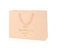 COOKIES AND KOALAS Pink Personalised Mothers Day Gift Bag 35x24x10cm | Custom gold or silver foil name and message, matt laminated paper with rope handles for grandma