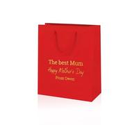 COOKIES AND KOALAS Red Personalised Mothers Day Gift Bag 20x24x10cm | Custom gold or silver foil name and message, matt laminated paper with rope handles for step mum