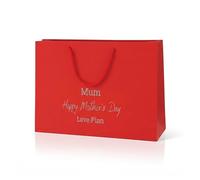 COOKIES AND KOALAS Red Personalised Mothers Day Gift Bag 35x24x10cm | Custom gold or silver foil name and message, matt laminated paper with rope handles for mummy