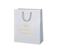 COOKIES AND KOALAS Silver Personalised Valentines Gift Bag 20x24x10cm | Custom foil printed name and message, matt laminated paper, rope handles for your boyfriend