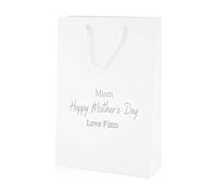 COOKIES AND KOALAS White Personalised Mothers Day Gift Bag 25x36x10cm | Custom gold or silver foil name and message, matt laminated paper with rope handles for nanny
