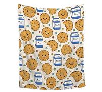 Cookies and Milk Flannel Throw Blanket,Super Soft Cozy Decorative Blanket,Plush Lightweight Fuzzy Warm Blankets for Couch,Bed,Camping,Travel for All Seasons,40"x50"-Throw Size for Kids