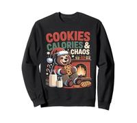 Cookies Calories And Chaos Cozy Christmas Sweatshirt