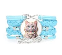 Cookies Cat animal Fortune love adjustable leather braided Texture bracelet