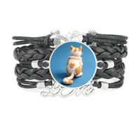 Cookies Cat Fortune Friendship love adjustable leather braided Texture brac