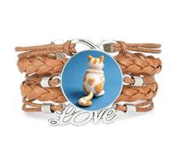 Cookies Cat Fortune Friendship love adjustable leather braided Texture brac