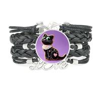 Cookies Cat Fortune Lucky love adjustable leather braided Texture bracelet