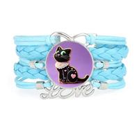 Cookies Cat Fortune Lucky love adjustable leather braided Texture bracelet