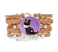 Cookies Cat Fortune Lucky love adjustable leather braided Texture bracelet