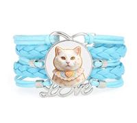 Cookies Cat Fortune unique love adjustable leather braided Texture bracelet