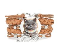 Cookies Cat Pet Fortune love adjustable leather braided Texture bracelet Br