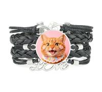 Cookies Cat rope Fortune love adjustable leather braided Texture bracelet B