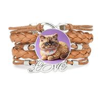 Cookies Cat strap Fortune love adjustable leather braided Texture bracelet