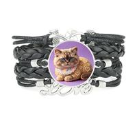 Cookies Cat strap Fortune love adjustable leather braided Texture bracelet