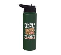 Cookies Crumbs One Year Old Cuddels 1st Birthday Stainless Steel Insulated Water Bottle