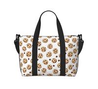 Cookies-Food Chocolate Chip Biscuits Print Large Travel Duffel Bag Foldable Lightweight Weekender Bags, Carry On Overnight Tote Bags, Gym Duffel Bags Hospital Bags Yoga Bags For Women Men, Black, One