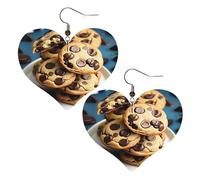 Cookies Food Chocolate Chips Biscuits Leather Earrings for Women Heart Earring Lightweight Dangle Drop Earring Set Jewelry Gift