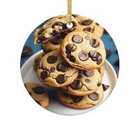 Cookies Food Chocolate Chips Biscuits Print Christmas Decorations Santa Xmas Tree Ceramic Round Hanging Keepsake Gifts Holiday