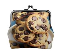 Cookies Food Chocolate Chips Biscuits Print Compact Coin Purse 4.52 x 4.13in Cute Mini Wallet with Kiss Lock Waterproof Pouch