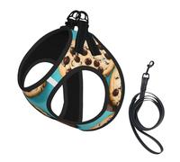 Cookies Food Chocolate Chips Biscuits Print Dog Harness Reflective Pet Vest Harness Puppy Harnesses Leash Set,For Walking Training
