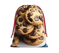 Cookies Food Chocolate Chips Biscuits Print Gift Reusable Drawstring Bag For Holiday Birthday Presents Party Seasonal Storage