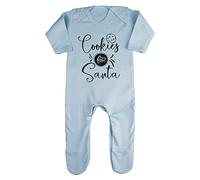 Cookies for Santa Baby Romper Jumpsuit with feet, 6-12 Months, Pastel Blue