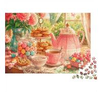 Cookies Tea Flowers 1000pcs Mini Puzzle For Family Premium Paper | 70x50cm Cardboard Home Decor Smooth Surface Birthday Gift Stress Relief