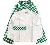 cookify Kids Chef Uniform - Green Check Junior (6-9yrs) Chef Outfit, Kitchen Gift Set for Children