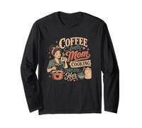 Cooking and Coffee Mom, Chef Mama Retro Vintage Graphic Long Sleeve T-Shirt