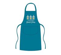 Cooking Apron One Size Fits All - Full Coverage Bib Apron with Large Front Pocket, Tie Back - Funny & Stylish Printed Designs for Men & Women - Kitchen BBQ Baking Gift (Beach Hut | Kingfisher)