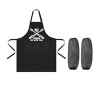 Cooking Apron With 2 Waterproof Sleeves - Adjustable Black Bbq Apron With Pockets, Gardening Kitchen & Grill Apron For Men Women, 70x80cm