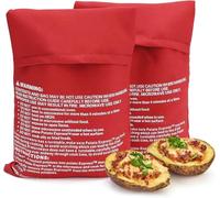 Cooking Bags,2 PCS Reusable Microwave Potato Bag Cooking Bags,Potato Express Pouch,Potato Cookware for Baked Potatoes (Red)