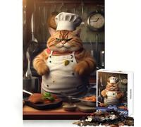 Cooking Cat Cook Chef 1000 Piece Jigsaw Puzzles for Teenagers Jigsaw Logic Boost, Snug Connection, Home Fun, Birthday Idea (38x26cm)