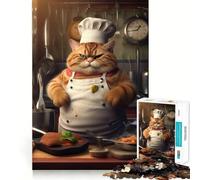 Cooking Cat Cook Chef 1000 Piece Jigsaw Puzzles for Teenagers Jigsaw Logic Boost, Snug Connection, Home Fun, Birthday Idea (38x26cm)