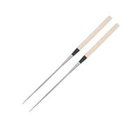 Cooking Chopsticks, Stainless Steel Sushi Chopstick Reusable Long Chopsticks Japanese Chopstick with Wood Handle for Hot Pot Frying(M)