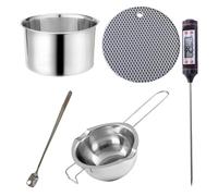 Cooking Double Boiler - Chocolate Melter Pot for Butter | 201 Steel with Heat Resistant Handle, Thermometer Included, Wax Melting Tool Set, Compact Size, Easy Kitchen Use