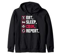 Cooking EAT SLEEP COOK REPEAT Cooks Funny Chef Zip Hoodie