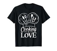 Cooking is Love Chef Hat Kitchen Utensils Design T-Shirt