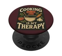 Cooking is My Therapy Colorful Kitchen Art for Food Lovers PopSockets Adhesive PopGrip