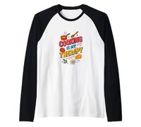 Cooking is My Therapy Colorful Kitchen Art for Food Lovers Raglan Baseball Tee