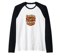 Cooking is My Therapy Colorful Kitchen Art for Food Lovers Raglan Baseball Tee